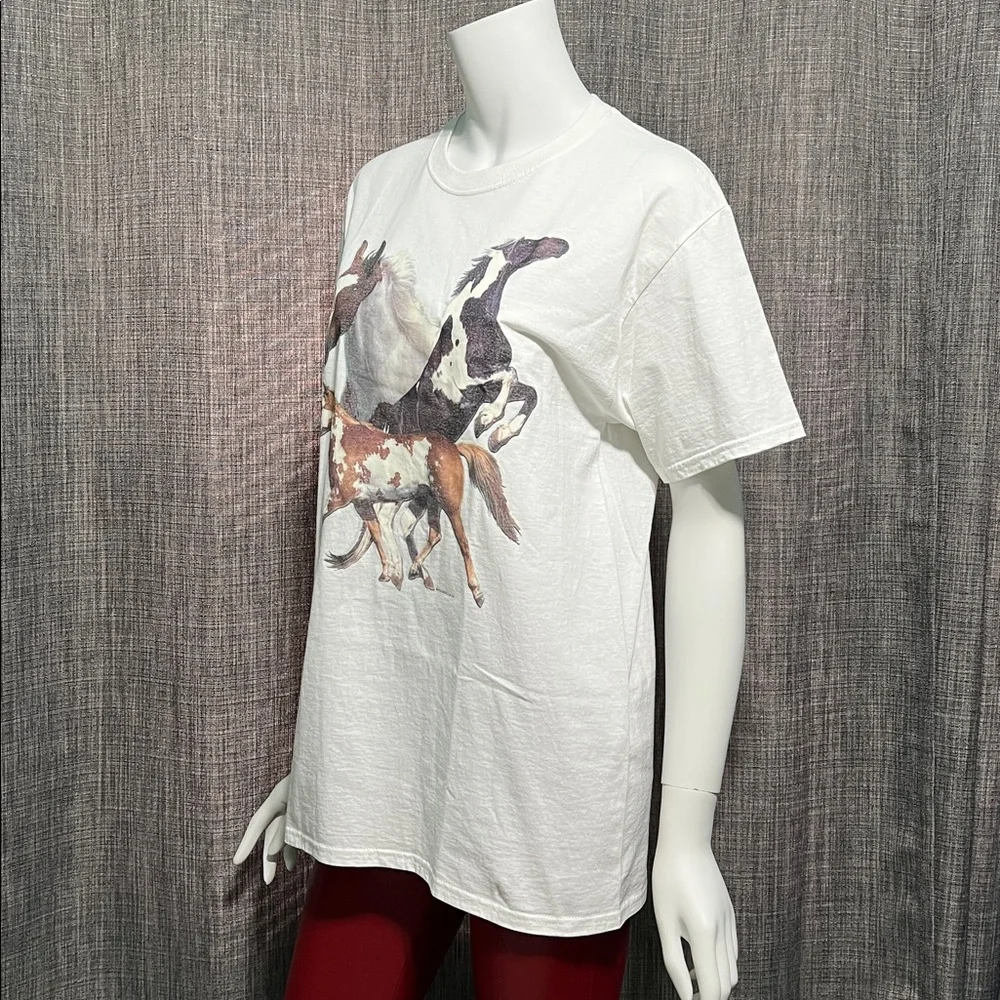 NWOT Vintage Horse Graphic White Cotton Tshirt Small - Picture 3 of 7